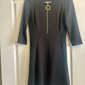 Black Women's A-Line Zip-Front Dress